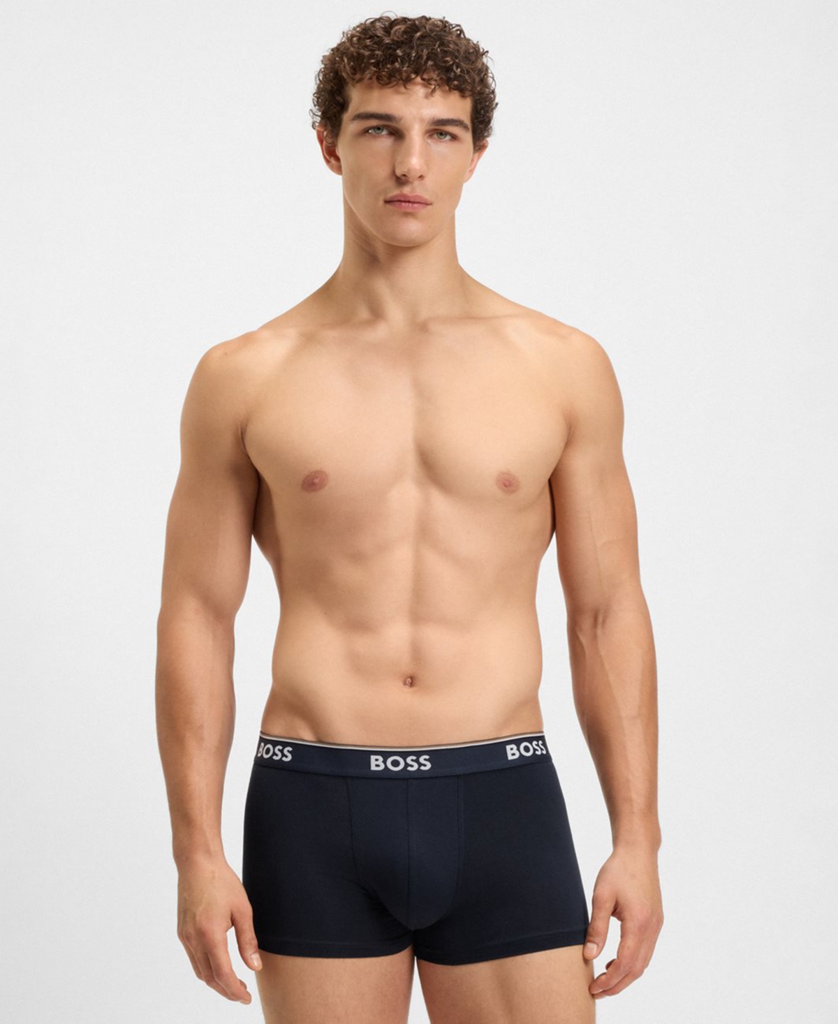 Hugo Boss Men's 3-Pack Power Logo Waistband Trunk Underwear