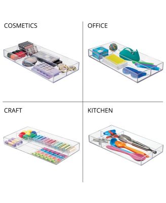 4-Section Stackable Makeup Drawer Organizer - Clear