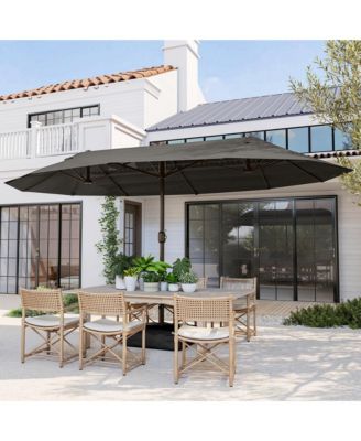 15' Backyard Double-Sided Steel Fabric Market Garden Umbrella Dark