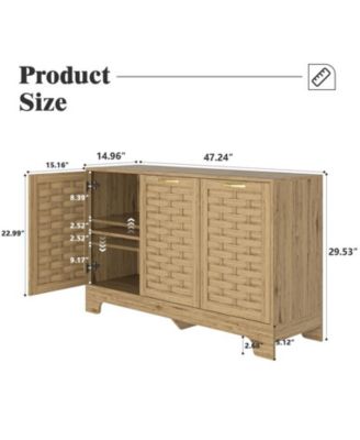 Storage Cabinet with 3 Doors Adjustable Shelf