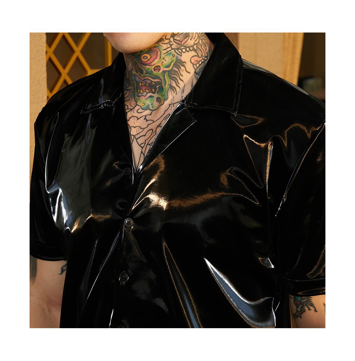 Campus Sutra Men's Raven Black Patent Solid Shirt