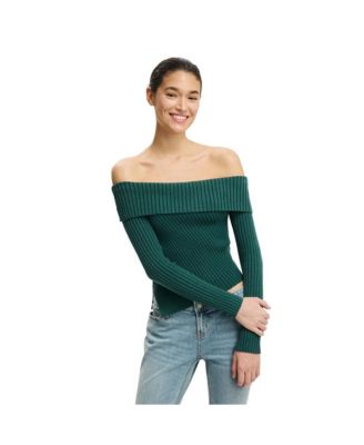 Women's Asym Rib Off Shoulder Knit