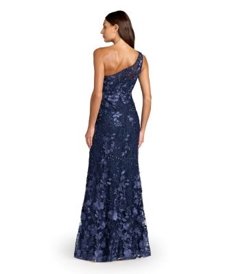 Women's One Shoulder Lace Embroidered Gown