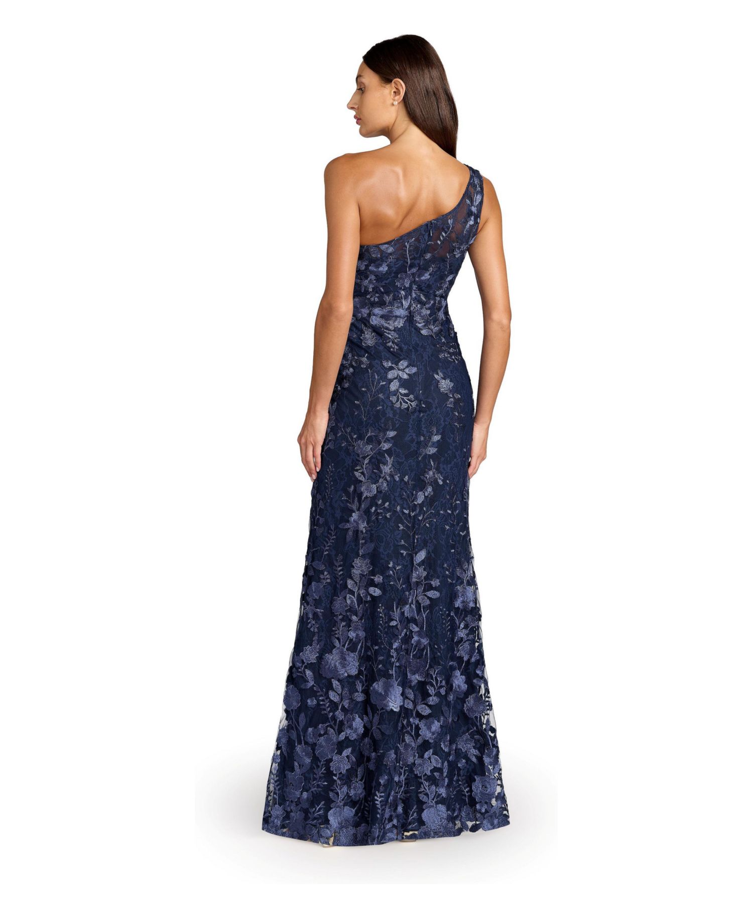 Women's One Shoulder Lace Embroidered Gown