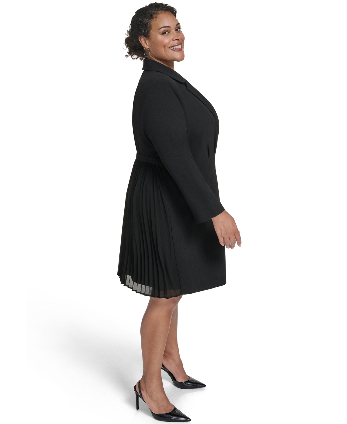 Vince Camuto Plus Size Fit And Flare Blazer Dress In Black