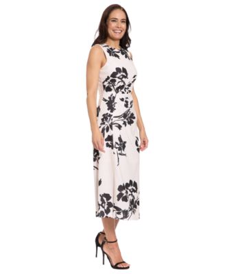Petite Side Ruche Printed Midi Dress