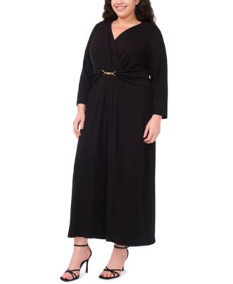 Plus Size Surplice Belted Maxi Dress
