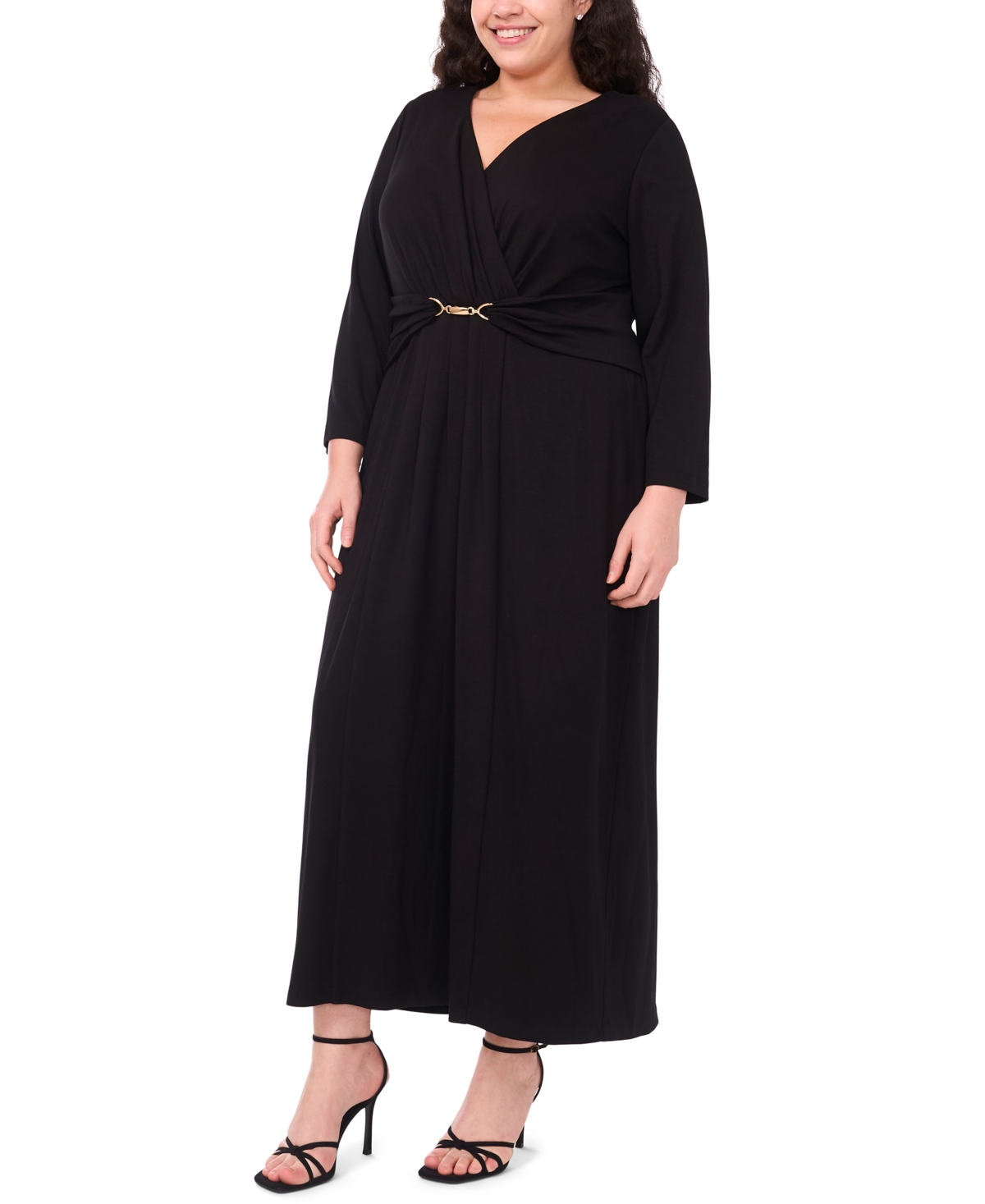Msk Plus Surplice Belted Maxi Dress