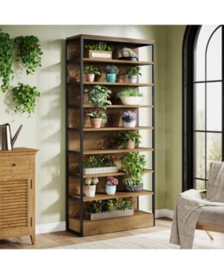 71" Tall Kitchen Pantry, 8-Tier Industrial Storage Etagere with Solid Back, Freestanding Pantry Organizer with Metal Frame