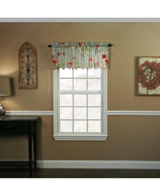 Balmoral Floral Print Semi Sheer Valance Curtain 48-Inch-by-15-Inch - Sage / Wine