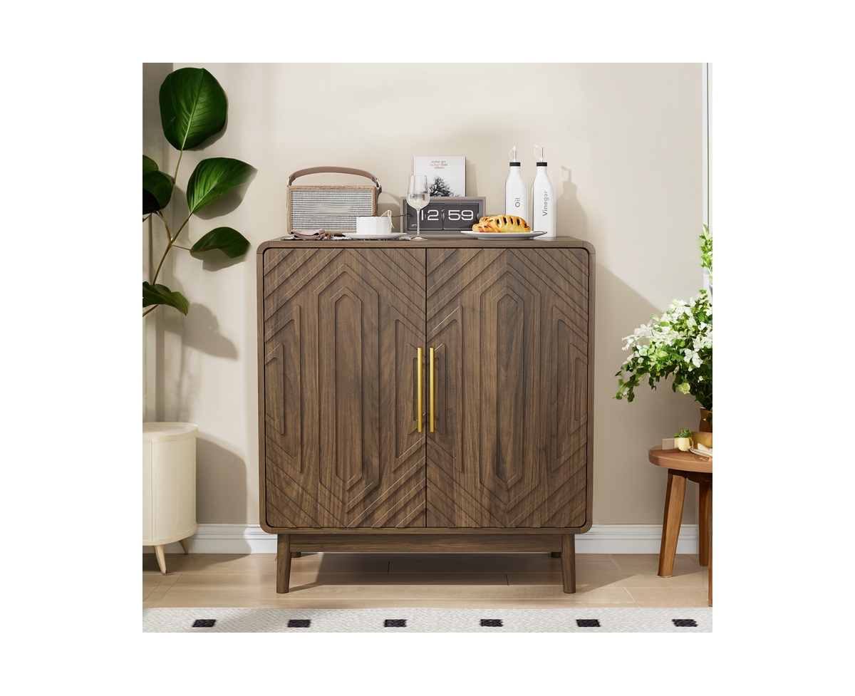 Casainc Storage Cabinet With Carved Door Adjustable Layer Board