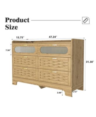 Wood Storage Cabinet with 6 Drawers