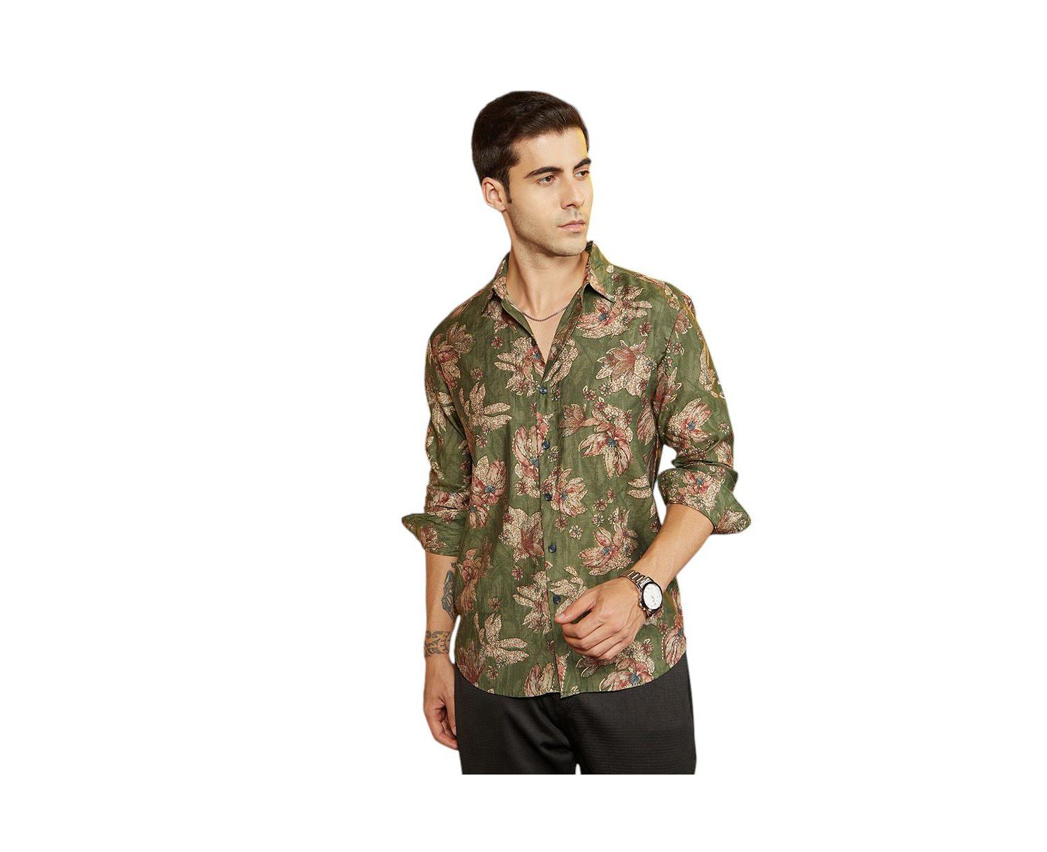Men's Olive Green Withering-Bloom Shirt