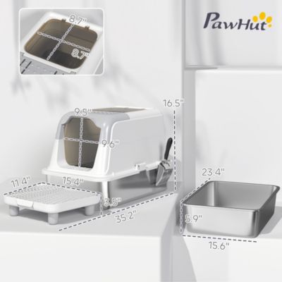 Stainless Steel Litter Box with Lid, Extra Large Cat Litter Box