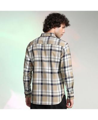 Men's Sand Beige Shadow-Checkered Shirt