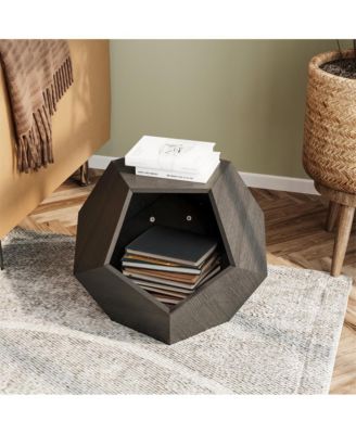 25.98 in W. Black and Brown Modern Pet Furniture Cat Carrier Sofa Side Table
