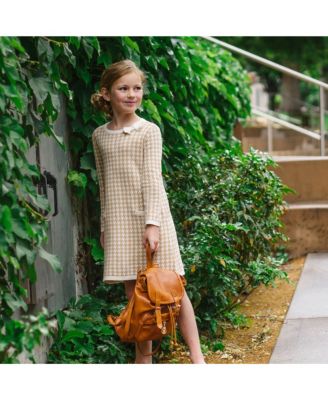 Toddler Girls Organic Long Sleeve Bow Detail Intarsia Sweater Dress