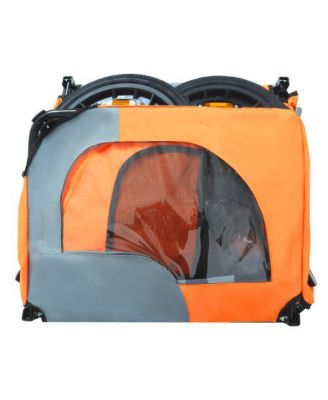 Orange Outdoor Heavy Duty Collapsible Pet Bike Trailer with Universal Hitch Foldable Dog Cargo Carrier Cart for Bicycles