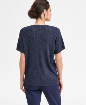 Women's Faux-Wrap Short-Sleeve Sweater, Macy's Exclusive