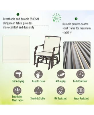 3 Piece Bistro Set with Outdoor Gliders, Glass Top Table,