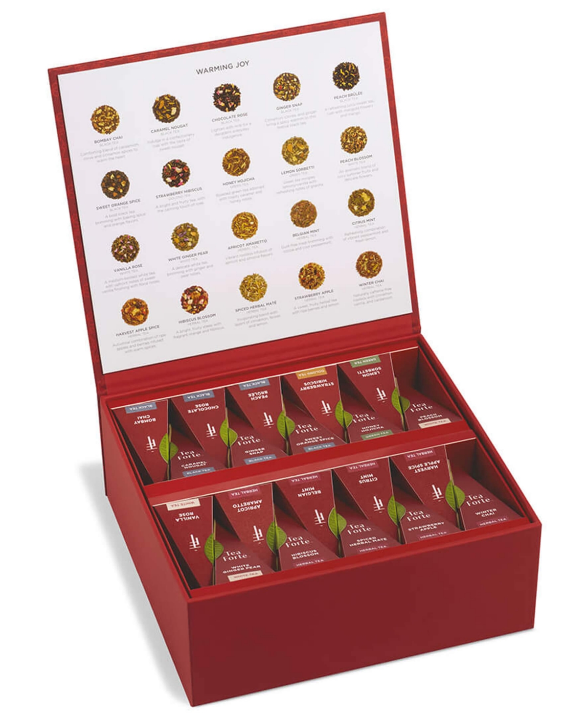 Tea Forte Holiday Warming Joy Bundle with 10-Pyramid Infusers, Cafe Cup and Tea Tray