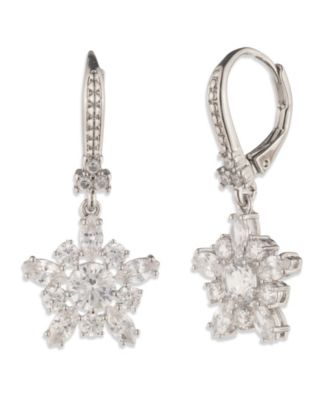 Marchesa - Cubic Zirconia Silver-Tone Star Drop Earrings