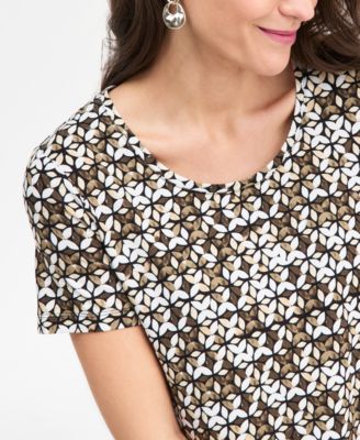 Women's Printed Scoop-Neck Short Sleeve Top, Macy's Exclusive