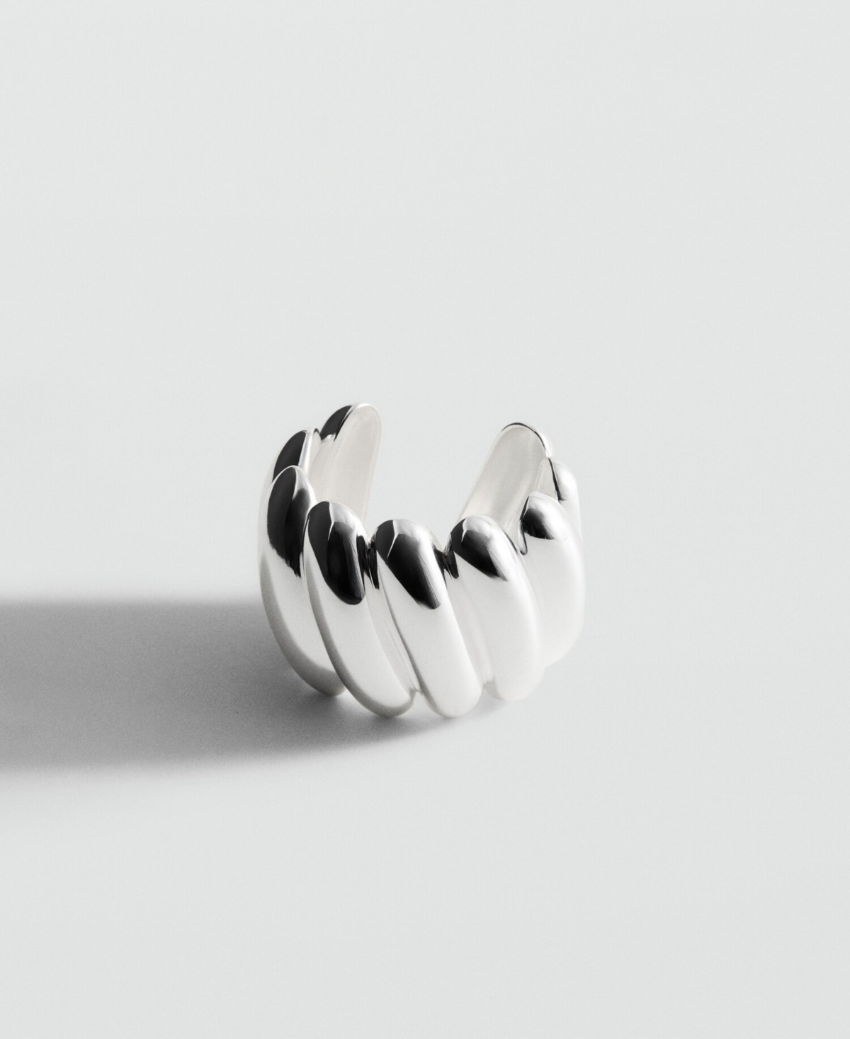 Mango Women's Embossed Rigid Bracelet In Silver