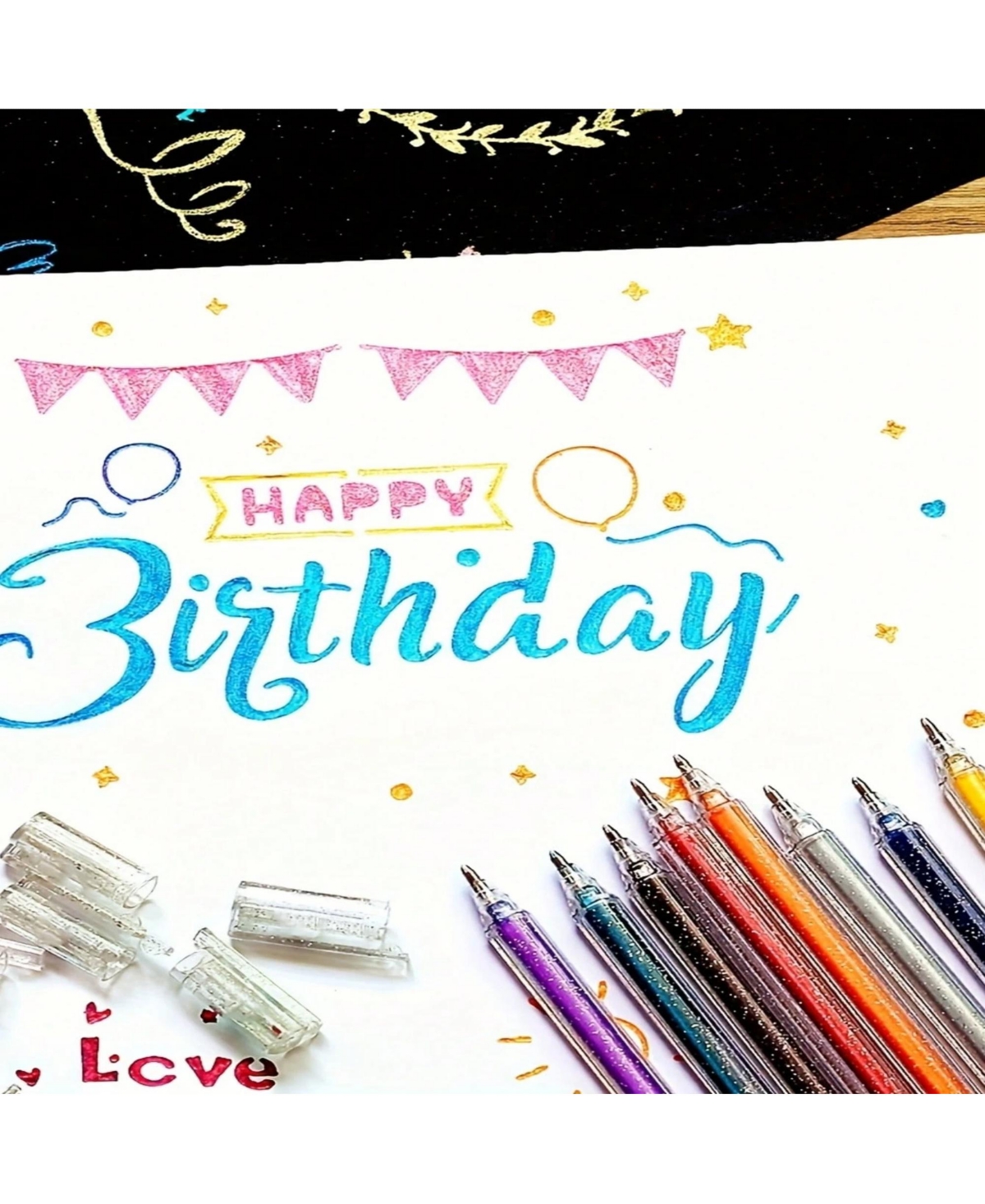 Htutwoo 36 Colors Glitter Gel Pen Set, Colored 1mm Bold Metallic Gel Ink Pen for Kids Adults Coloring Books Drawing Journal Diary Cards Crafting