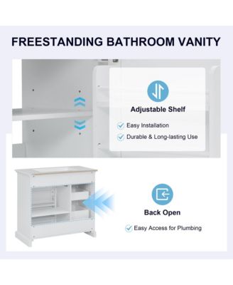 36" Bathroom Vanity with Sink, 4 Drawers & Soft-Close Door, Freestanding Storage Cabinet