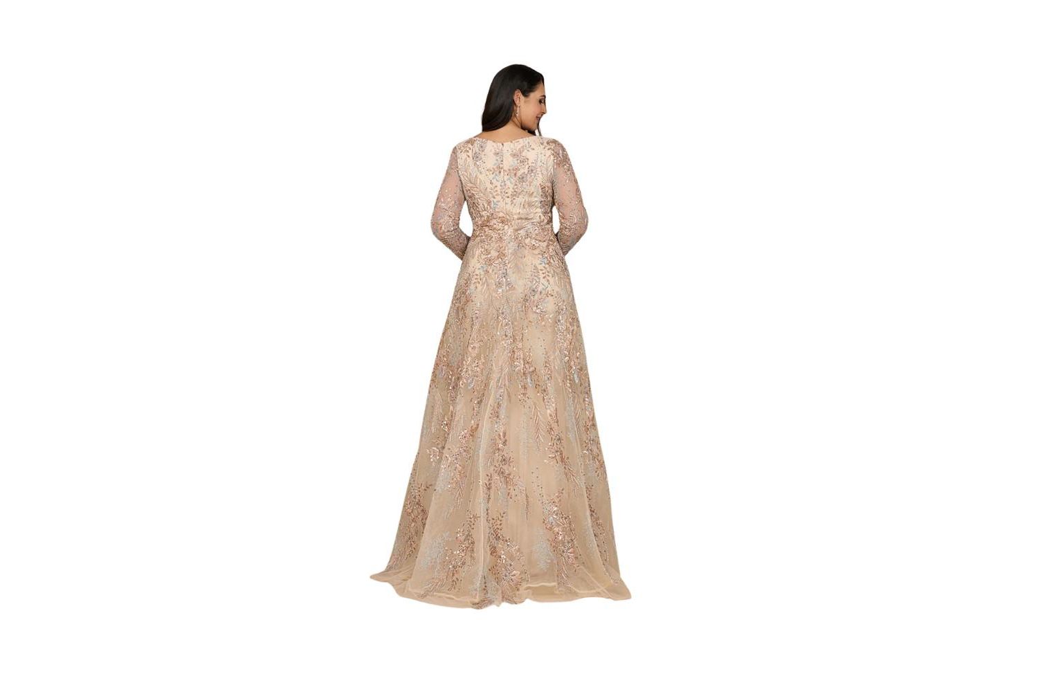 Women's Lace Long Sleeve Gown with Overskirt