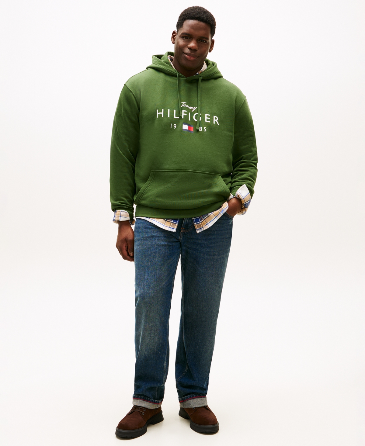 Tommy Hilfiger Men's Big & Tall Regular-fit Hooded Sweatshirt In Green