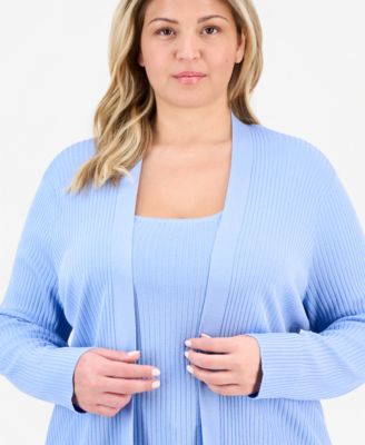 Plus Size Sutton Open-Front Ribbed Knit Cardigan