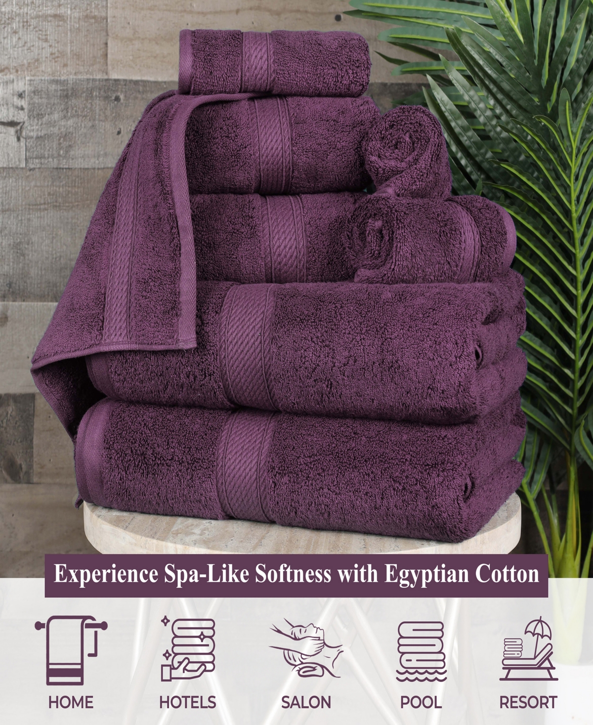 Superior Egyptian Cotton 8-pc. Towel Set In Purple