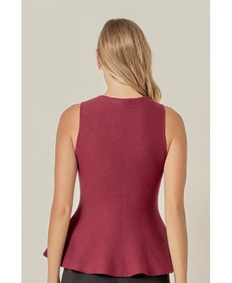 Women's Peplum Sleeveless Knit Top