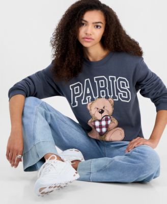 Juniors' Paris Bear Fleece Sweatshirt