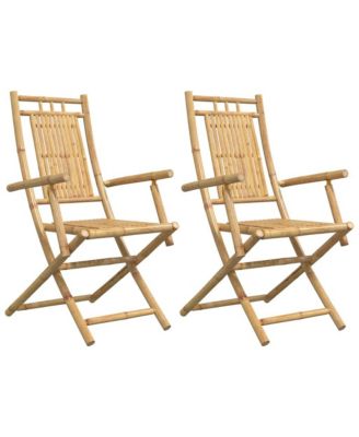 Garden Chair Set of 2 Natural Bamboo Bamboo Medium Foldable