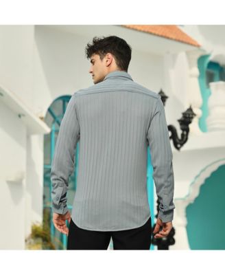 Men's Coin Grey Chevron-Panel Tactile Shirt