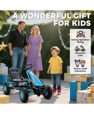 Go Kart for Kids, Pedal Go Cart with Adjustable Seat, EVA Wheels,