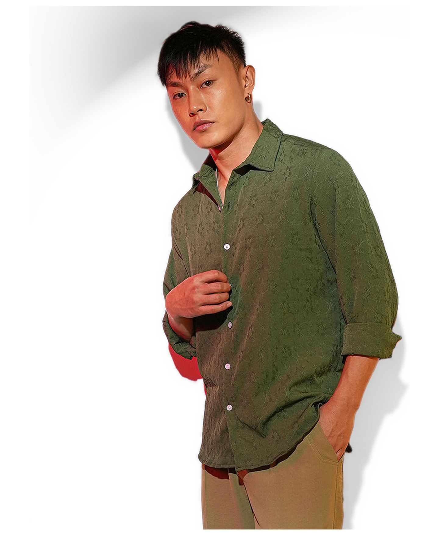 Мужская рубашка Cahoot Campus Sutra Forest Green Floral-Textured, цвет: Зелёный — фото 2