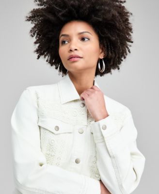Petite Crochet Denim Collar Jacket, Macy's Exclusive