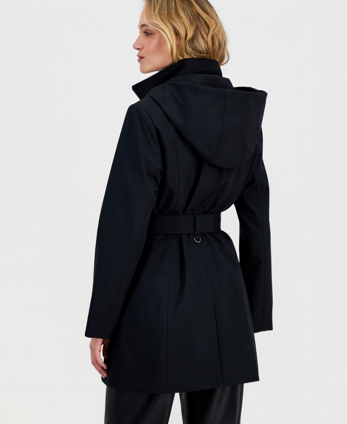 Calvin Klein Petite Belted Zip-Front Raincoat