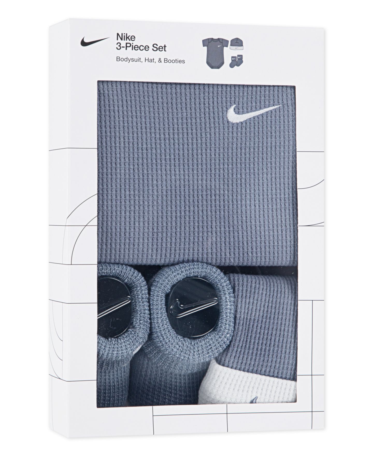 Комплекты Nike Short-Sleeve Bodysuit, Booties and Hat, 3-Piece Set для малышей, цвет: Сланцевый — фото 5