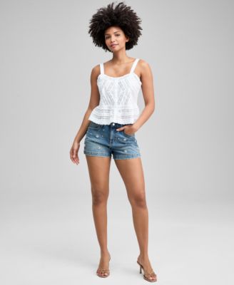 Women's Lace Inset Woven Tank, Macy's Exclusive