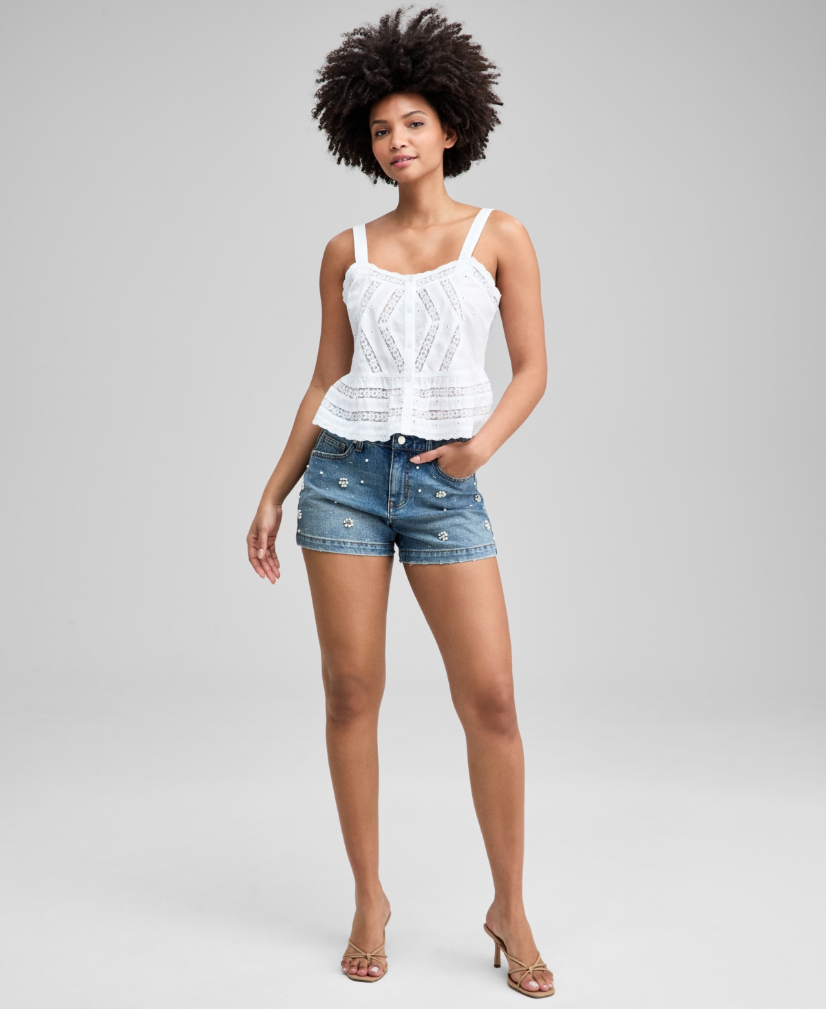 And Now This Women's Lace Inset Woven Tank, Macy's Exclusive