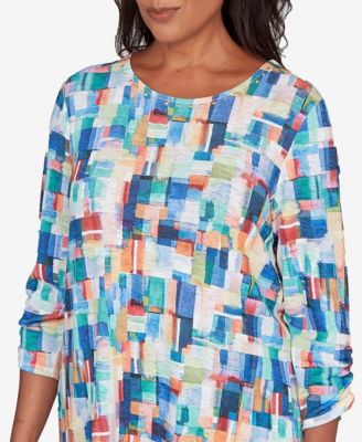 Women's Saratoga Springs Tile Print Colorblock Textured Top