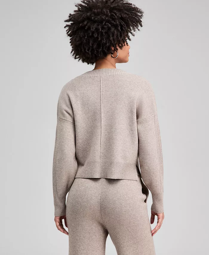 Women's Drop-Shoulder V-Neck Sweater - thumbnail 7