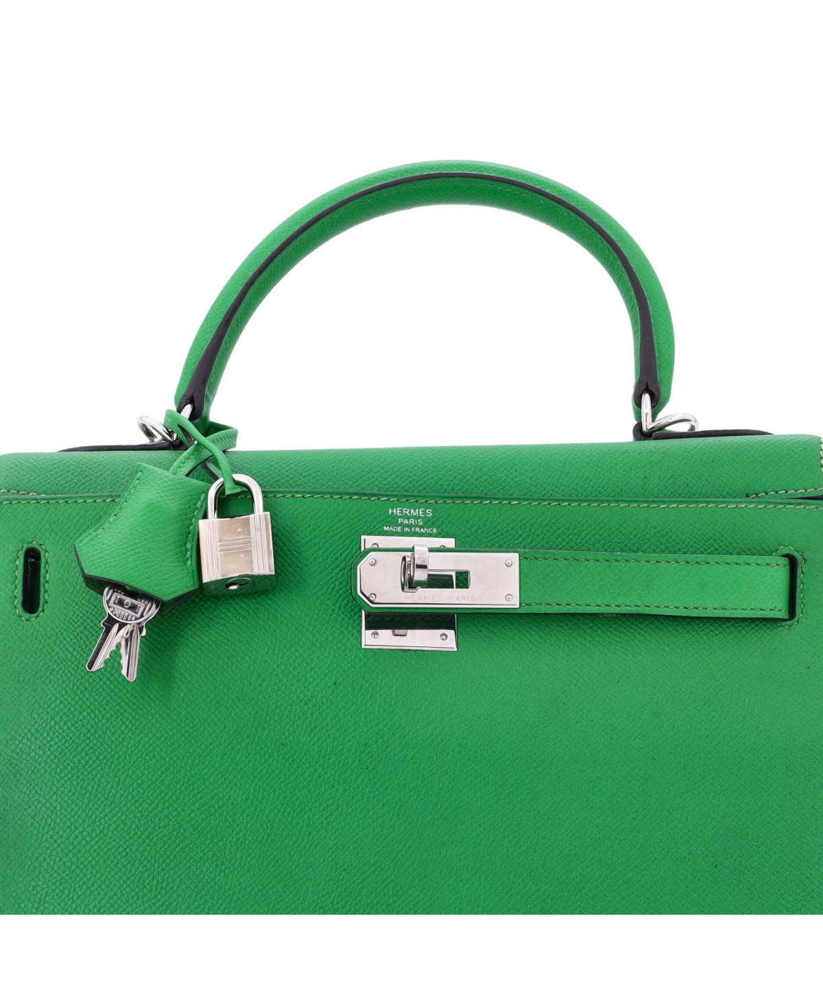 Pre-Owned HERMES Kelly 28 Handbag Green Epsom with Palladium Hardware