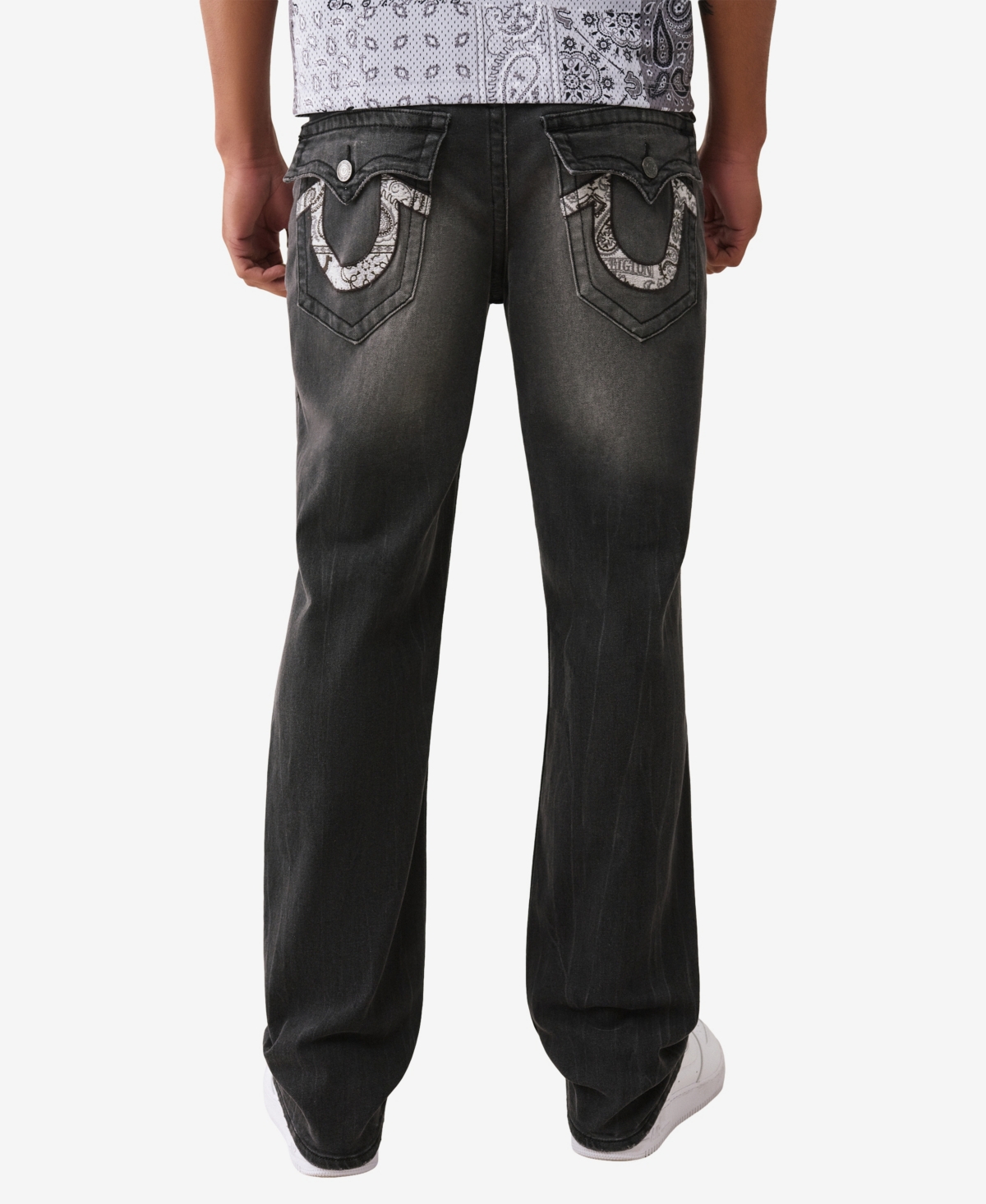 True Religion Men's Ricky Straight Embroidered Flap Jeans