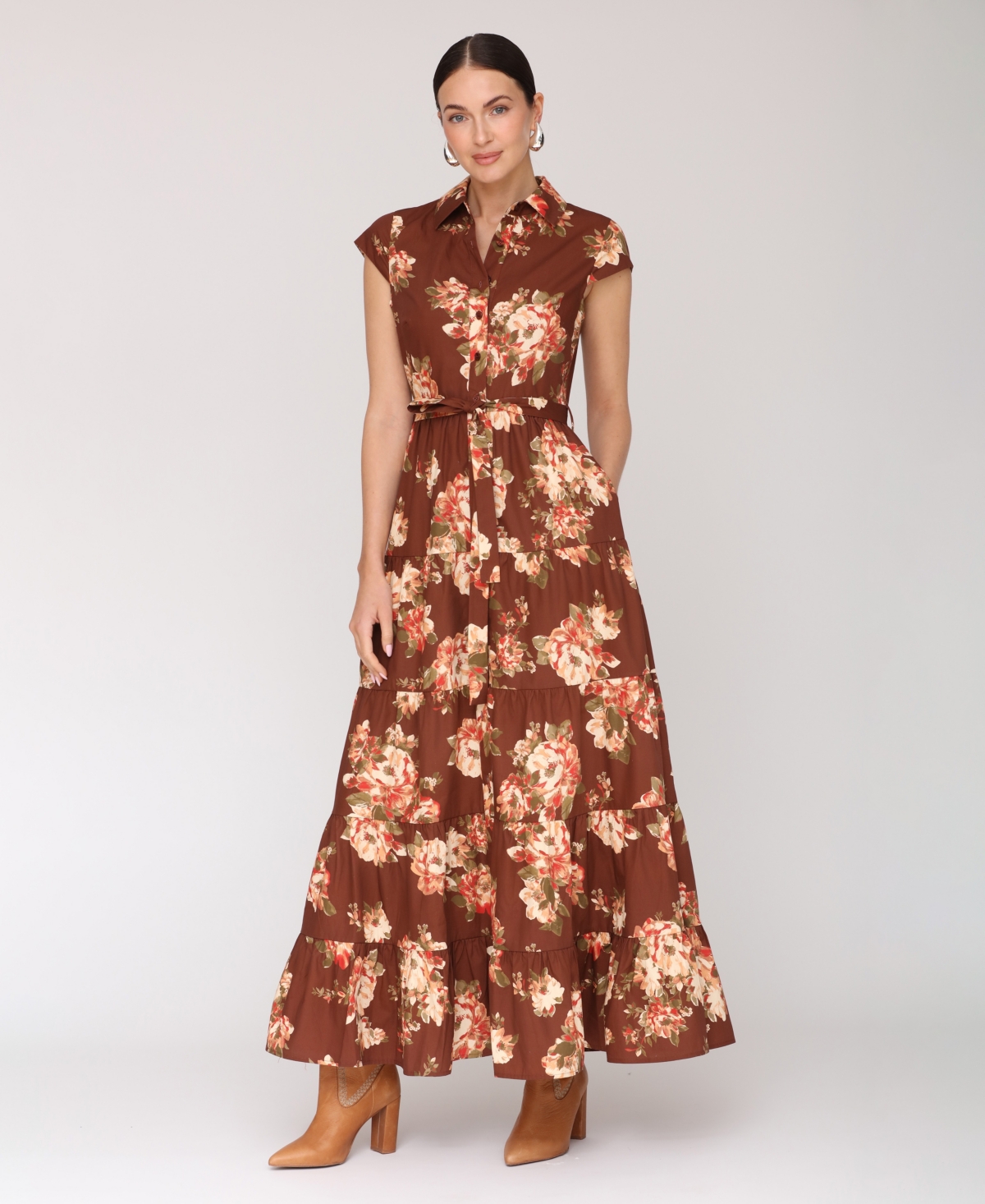 Avec Les Filles Women's Short-Sleeve Maxi Dress